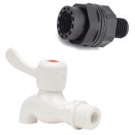 247Garden 3/4 in. ABS Tank Connector w/ One-Way PVC Male Adapter Faucet Combo