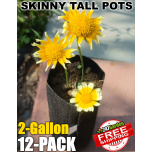 247Garden 2-Gallon Skinny Tall Aeration Fabric Pot/Deep Aeration Plant Grow Bag 6D x 16H Black 12-Pack