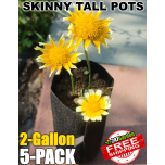 247Garden 2-Gallon Skinny Tall Aeration Fabric Pot/Deep Aeration Plant Grow Bag 6D x 16H Black 5-Pack