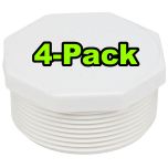 4-Pack 2 in. SCH 40 PVC Male Threaded Plug/MPT End Cap Pipe Fitting NSF ASTM D2466