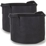 247Garden 15-Gallon Planters Grow Bag/Aeration Fabric Pots w/Handles (Black 14.5H x 17D) 2-Pack