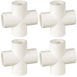 4-Pack 3/4" PVC Cross 4-Way Plumbing-Grade NSF Fittings ASTM D2466