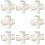 8-Pack 3/4" PVC Cross 4-Way Plumbing-Grade NSF Fittings ASTM D2466