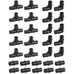 30-Pack 3/4" Poly PEX-B Crimp Fittings with Tees "T"(10PCS), Elbows(10PCS), Coupling(10PCS), 3/4Inch PPSU PEX F1960 Combo Fitting for Pex-B Pipe in Plumbing