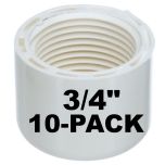 10-Pack 3/4 in. SCH-40 Female Caps PVC Pipe Fittings NSF ASTM D2466