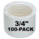 100-Pack 3/4 in. SCH-40 Female Caps PVC Pipe Fittings NSF ASTM D2466