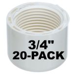 20-Pack 3/4 in. SCH-40 Female Caps PVC Pipe Fittings NSF ASTM D2466