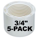 5-Pack 3/4 in. Schedule 40 PVC Female Caps NSF Pipe Fittings SCH40 ASTM D2466