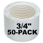 50-Pack 3/4 in. SCH-40 Female Caps PVC Pipe Fittings NSF ASTM D2466