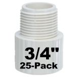 25-Pack 3/4" SCH-40 PVC Male Adapters Pipe Fittings, Plumbing Grade NSF-PW UPC ASTM ANSI D2466 NPT x Slip