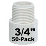 50-Pack 3/4" SCH-40 PVC Male Adapters Pipe Fittings, Plumbing Grade NSF-PW UPC ASTM ANSI D2466 NPT x Slip