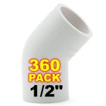 360pcs 1/2 in. Schedule 40 PVC 45-Degree Elbow NSF/ASTM Pipe Fitting SCH40 ASTM D2466