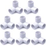 8-Pack 1/2 in. 3-Way PVC Elbow Fittings ASTM SCH40 Furniture-Grade Connectors