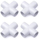 4-Pack 1/2" PVC Cross 4-Way SCH-40 Furniture-Grade Fittings/Connectors ASTM