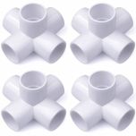 4-Pack 247Garden 1 in. PVC 5-Way Elbow Connectors ASTM SCH40 Furniture-Grade Construction Fittings