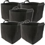 247Garden 4-Gallon Square Aeration Fabric Pot Planting Grow Bag w/Handles (Black 9.7 x 9.7 x 9.7) 5-Pack