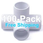 100pcs 3/4 in. 4-Way PVC Elbows ASTM SCH40 Furniture-Grade Construction Fittings