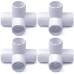 4-Pack 1/2 in. 4-Way SCH40 PVC Elbow Fittings ASTM Furniture-Grade Pipe Connectors