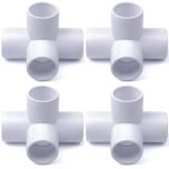 4-Pack 1 in. PVC 4-Way Elbow Fittings ASTM SCH40 Furniture-Grade Connectors