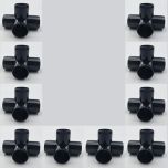 10-Pk 3/4" 4-Way Black PVC Elbows+Tees Furniture-Grade ASTM SCH40 Construction Fittings