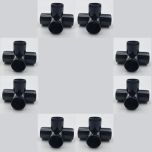 8-Pk 3/4" 4-Way Black PVC Elbows+Tees Furniture-Grade ASTM SCH40 Construction Fittings