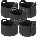 247Garden 2-Gallon Short and Wide Planters' Grow Bags w/Handles (Black 6H x 10D) 5-Pack