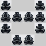 10-Pk 3/4 in. 5-Way Black PVC Elbows ASTM SCH40 Furniture-Grade Construction Fittings