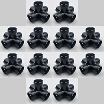 12-Pk 3/4 in. 5-Way Black PVC Elbows ASTM SCH40 Furniture-Grade Construction Fittings