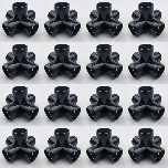 16-Pk 3/4 in. 5-Way Black PVC Elbows ASTM SCH40 Furniture-Grade Construction Fittings