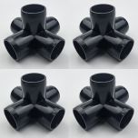 4-Pk 3/4 in. 5-Way Black PVC Elbows ASTM SCH40 Furniture-Grade Construction Fittings