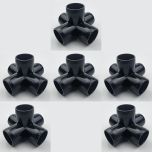 6-Pk 3/4 in. 5-Way Black PVC Elbows ASTM SCH40 Furniture-Grade Construction Fittings