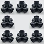 8-Pk 3/4 in. 5-Way Black PVC Elbows ASTM SCH40 Furniture-Grade Construction Fittings