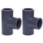 2-Pack 3/4 in. Schedule 80 PVC Tee 3-Way Straight Pipe Fitting NSF ASTM D2467 Slip/Socket