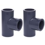 2-Pack 1 in. Schedule 80 PVC Tee 3-Way Straight Pipe Fittings Slip/Socket NSF ASTM D2467