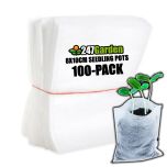 247Garden 100-Pack 3x4" Eco-Friendly Aeration Seedling Pots/Nursery Fabric Plant Grow Bags (25GSM 8x10cm Non-woven)
