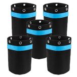 5-Pk 247Garden 1-Gallon Tall LST Low Stress Training Grow Bags W/ 6 Support Rings, 260GSM, Black Fabric Pots w/Short Blue Handles