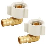 2-PK 1/2" PEX-B Brass x 1/2" Female NPT Swivel 90° Elbow Adapters, Lead Free DZR Brass NSF F1807/F2159 PEX Crimp Fittings