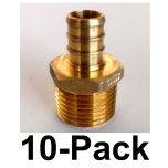 10-PK 1/2 in. PEX-B Barb x 1/2 in. Male Pipe Thread NPT Adapters, Lead Free Brass DZR NSF-Listed F1807 PEX Fittings