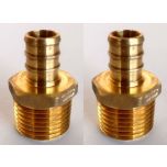 2-Pk 1/2 in. PEX-B Barb x 1/2 in. Male Pipe Thread NPT Adapters (Lead Free Brass DZR NSF-Listed F1807/F2159)