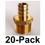 20-PK 1/2 in. PEX-B Barb x 1/2 in. Male Pipe Thread NPT Adapters, Lead Free Brass DZR NSF-Listed F1807 PEX Fittings