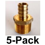 5-PK 1/2 in. PEX-B Barb x 1/2 in. Male Pipe Thread NPT Adapters, Lead Free Brass DZR NSF-Listed F1807 PEX Fittings