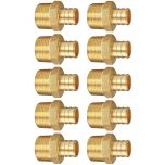 10-Pk 3/4" PEX Crimp x 3/4" Male NPT Adapters DZR Lead Free Brass NSF-Listed F1807 PEX-B Fittings