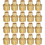 20-Pk 3/4" PEX Crimp x 3/4" Male NPT Adapters DZR Lead Free Brass NSF-Listed F1807 PEX-B Fittings