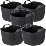 247Garden 7-Gallon Short Aeration Fabric Pot/Vegetable Grow Bag w/Handles (Black 9H x 15D) 5-Pack