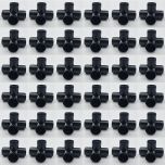 36-Pk 3/4" 4-Way Black PVC Elbows+Tees Furniture-Grade ASTM SCH40 Construction Fittings