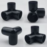 4-PK 3/4 in. 3-Way Black PVC Elbows ASTM SCH40 Furniture-Grade Corner Fittings