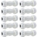 10-Pack 3/4" SCH40+SCH80 PVC Compression Couplings/Couplers w/Socket Pressure Fittings