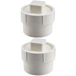 2-Pk 1-1/2 in. DWV PVC Sewer Cleanout Adapters w/Plugs (Female Adapter Spigot x FIPT + MIPT Plug) for Drain, Waste and Vent ASTM D2665 NSF