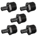 5-Pk 1/2" PEX-B x 3/4" Male NPT Adapters Plastic PPSU PEX Crimp Fittings ASTM F2159 NSF