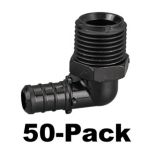 50-Pk 1/2" PEX Crimp x 1/2" Male NPT Elbow Adapters PPSU ASTM F2159 PEX-B x Male-Threaded 90-Degree Fittings NSF